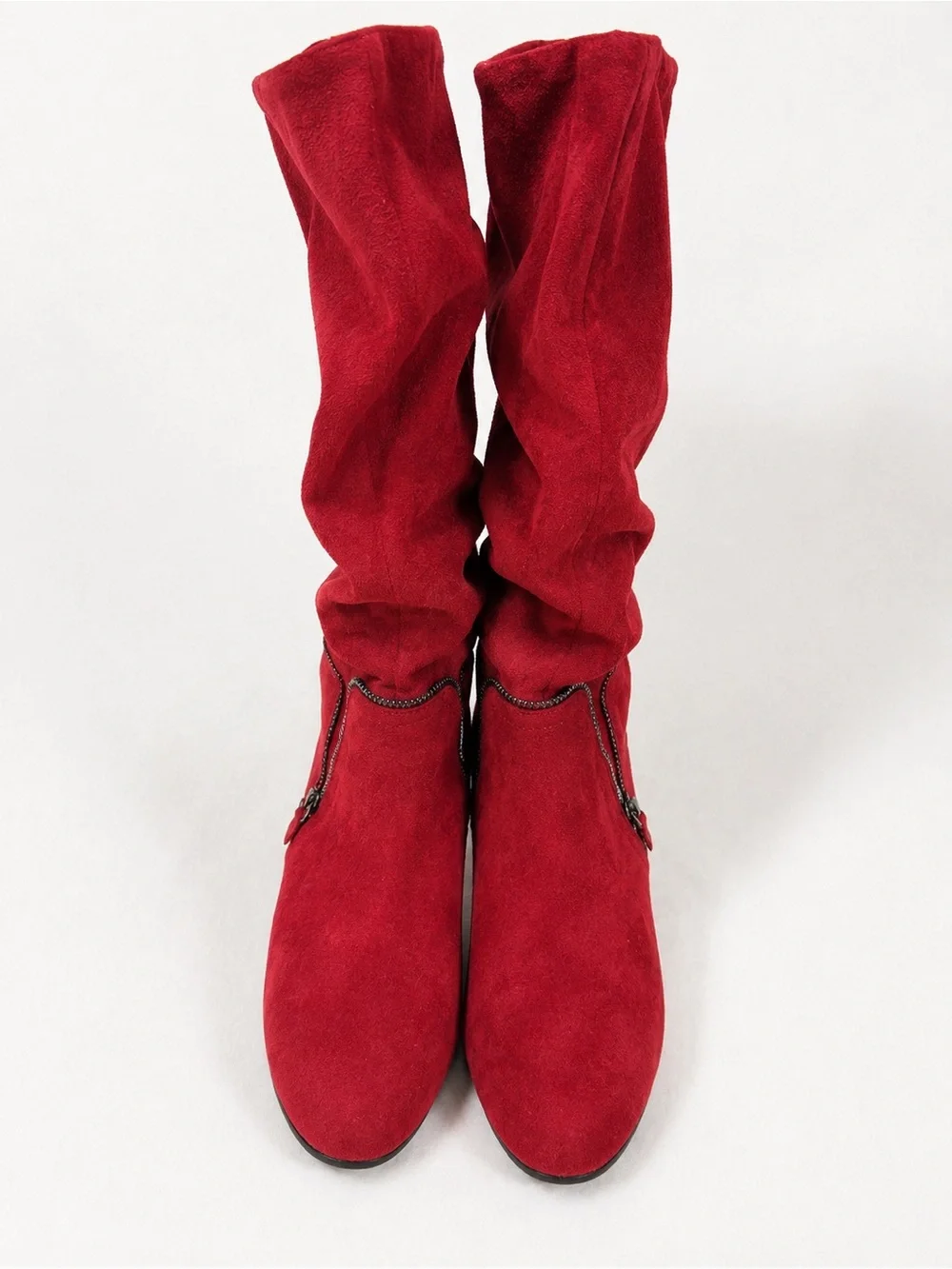 Women’s Red Suede Over-the-Knee Slouch Boots